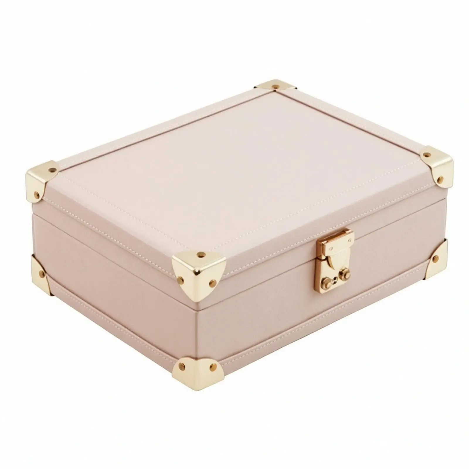 Jewelry Storage Case PU Leather Organizer Box with Mirror Locking Clasp for Women Necklace Bracelet Watch Travel