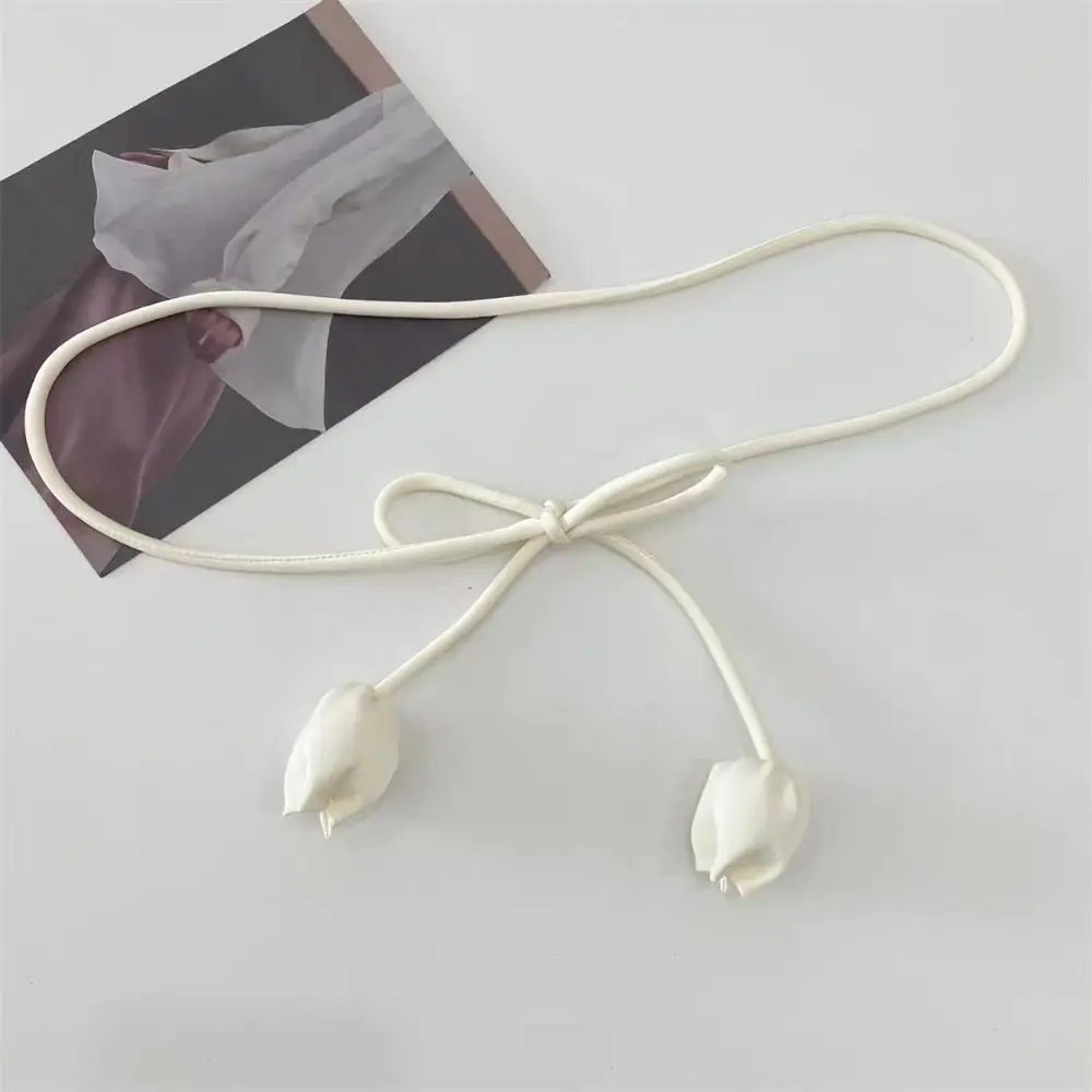 Unique Cloth Tulip String Waist Belt Soft Fabric Tie Up Waist Rope Handmade High-End Waist Chain Dress Accessory