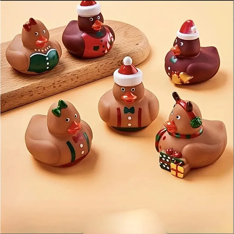 Christmas Gingerbread Man Rubber Duckies Toys Gingerbread Man Theme Party Decor Small Funny Rubber Ducks for Xmas