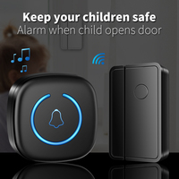 CACAZI Split Door Chime Wireless Sensor Chime for Door Opens Doorbell Alarm with Adjustable 5 Volumes and 60 Ringtone EU Plug