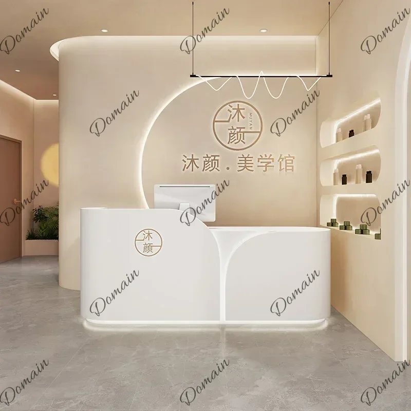 B J Organizer Reception Desk Counter Furniture Hairdressing Exhibitor Advanced Aesthetic Office Design Mostrador Trendy Furnitur