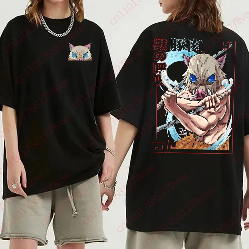 

Streetwear Anime Hashibira Inosuke Cartoon Demon Slayer T Shirt Summer Casual Short Sleeve Round Neck Tops Women Men Tee Hip Hop