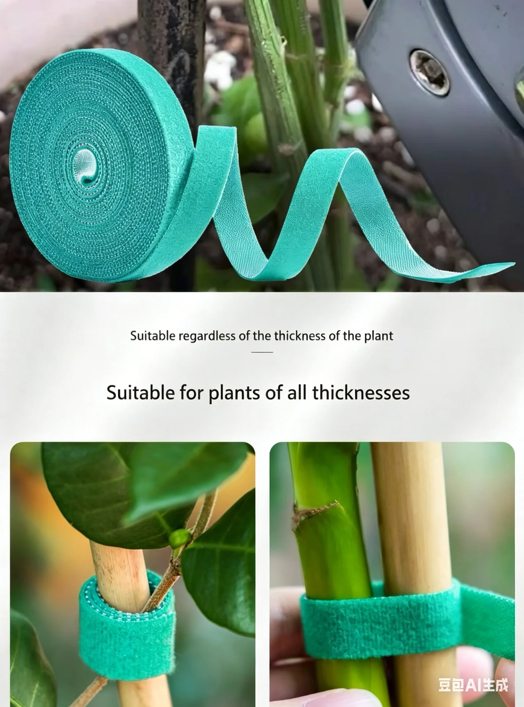 Self Adhesive Plant Nylon Cable Tie Green Adjustable Plants Hook Loop Support Garden Twine Bandage Reusable Fastener Tape Strips