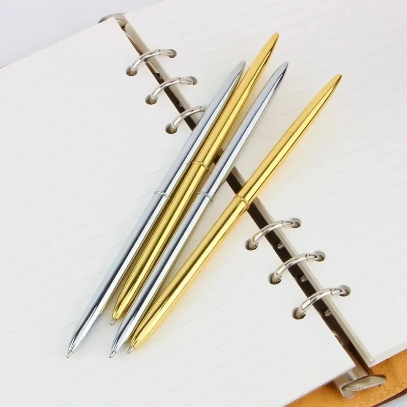 High Quality Metal Fine Ballpoint Pen with Twist-out Bullet Tip Gold and Silver Writing Supplies Clip School Office Gift