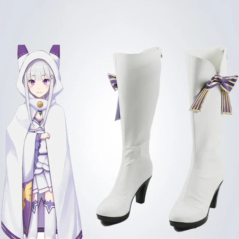 

Emilia Cosplay Shoes Anime Re ZERO Starting Life in Another World Boots Carnaval de Halloween For Women