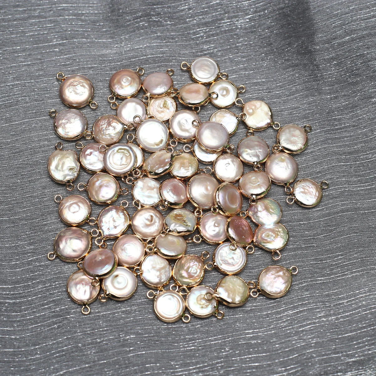 10pcs Natural Freshwater Pearl Pendant Connector Round Pearl Pendant Charms for Making DIY Jewerly Bracelet Accessories 13x12mm