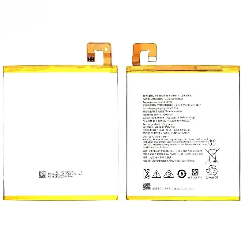 L19D1P31 for Lenovo Tab M8/T8505X Tablet Battery High Quality High Capacity Battery Replacement Bateria Grade A Cell with Tools