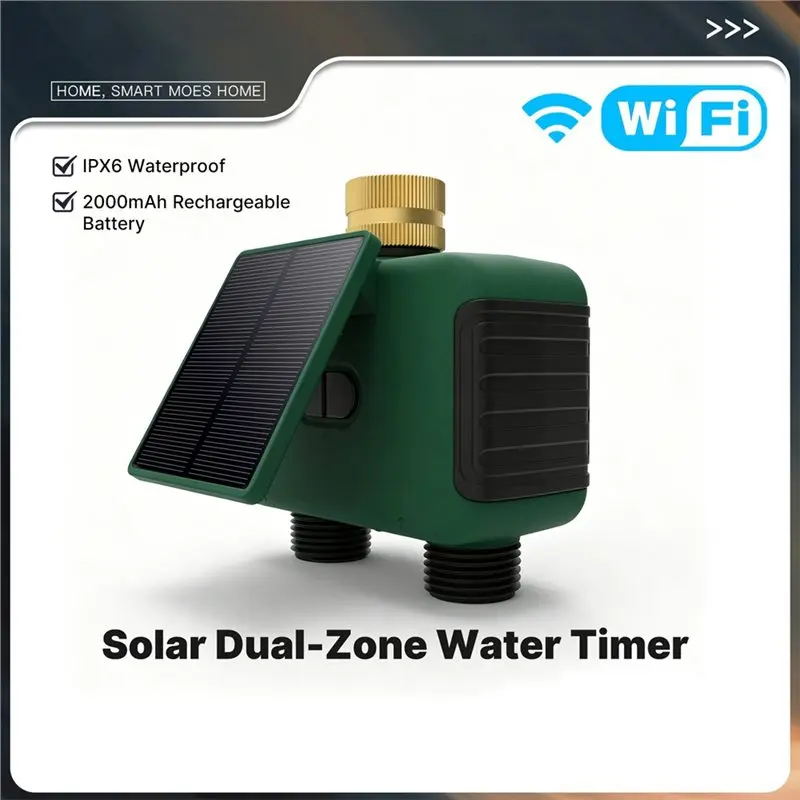 AB41-Smart Watering Timer 2 Outlet Valve Controller APP Remote Voice Watering Timer UK