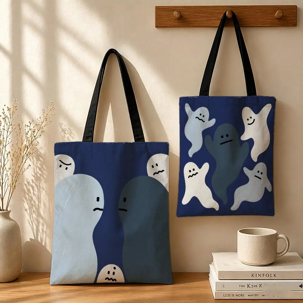 Las bolsas de lona Moody Ghost Storage Bags son adecuadas para la escuela, compras, viajes, trabajo y compras de supermercado.