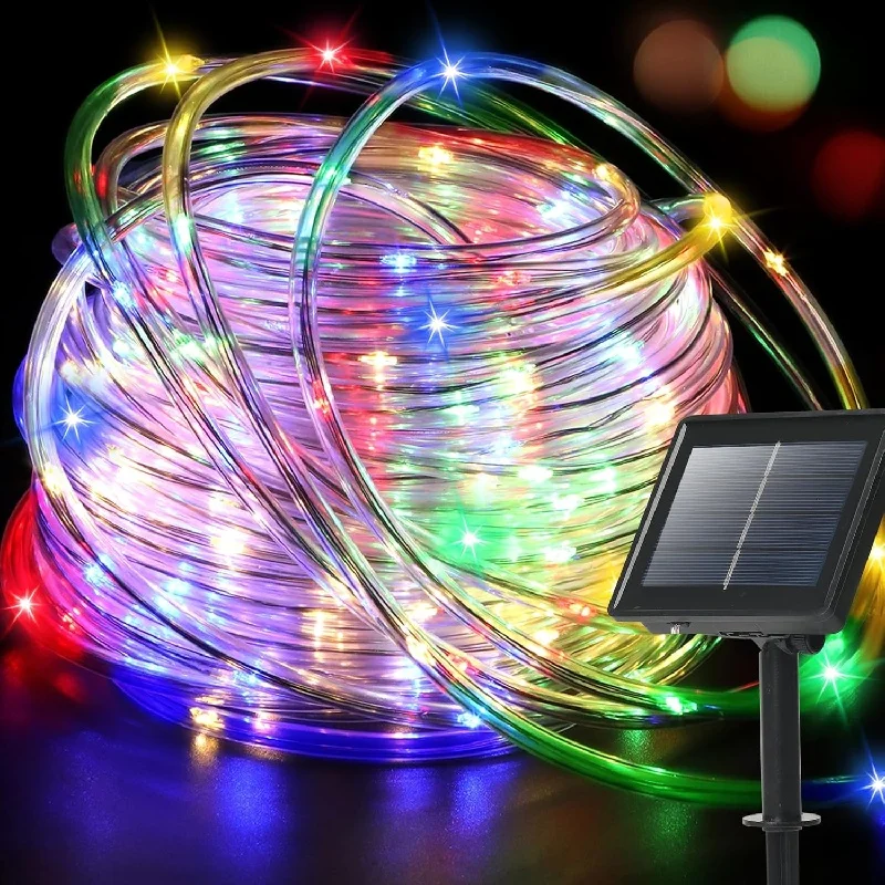300LED Solar Tube Rope Light Outdoor Waterproof Fairy Garland Strip String for Garden Christmas Wedding Xmas Decoration