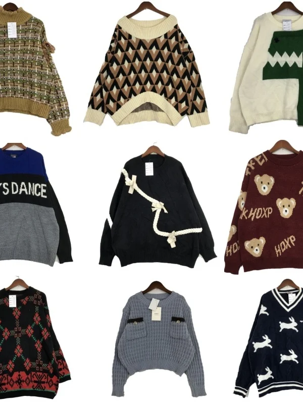 

Винтажный женский шерстяной вязаный свитер, зимний теплый Fce Netie с мультяшной вышивкой Street Sle, прямой крой, длинный све