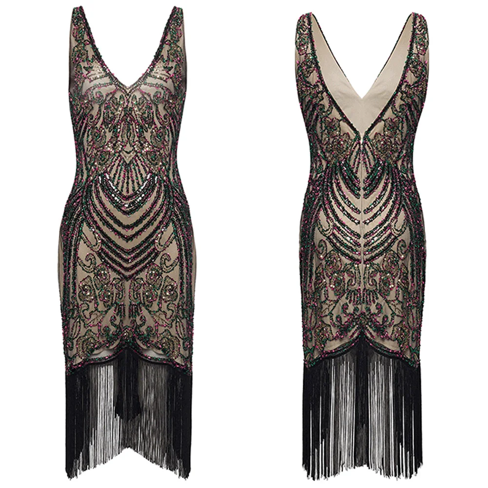 Вечернее платье для косплея «Гэтсби», женское платье с бахромой и блестками, Хэллоуин, карнавал, элегантное вечернее платье для ролевых игр, платье для взрослых и женщин