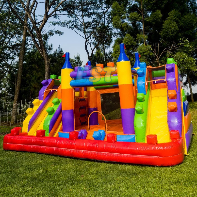 

Outdoor Block Inflatable Jumping Castle for Kids Inflatable Bouncer Party Jumpers Bounce House With Double Slide Amusement Park