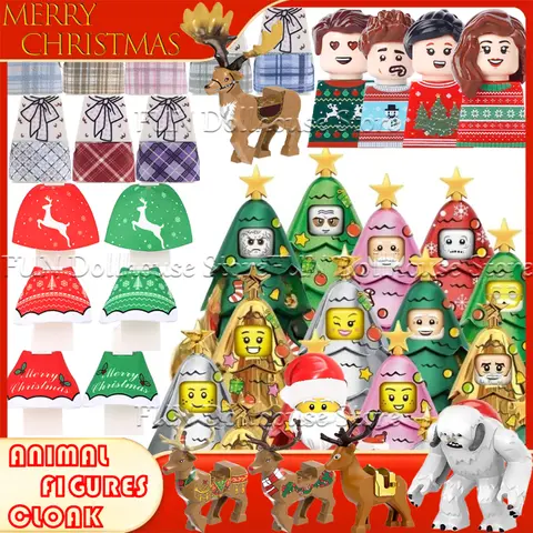 Stad Winter Kerstsneeuwman Elf Soldaat Actiefiguren Bouwsteen Kerstman Mantel Rok Rendier Dier Bakstenen Speelgoed Cadeau