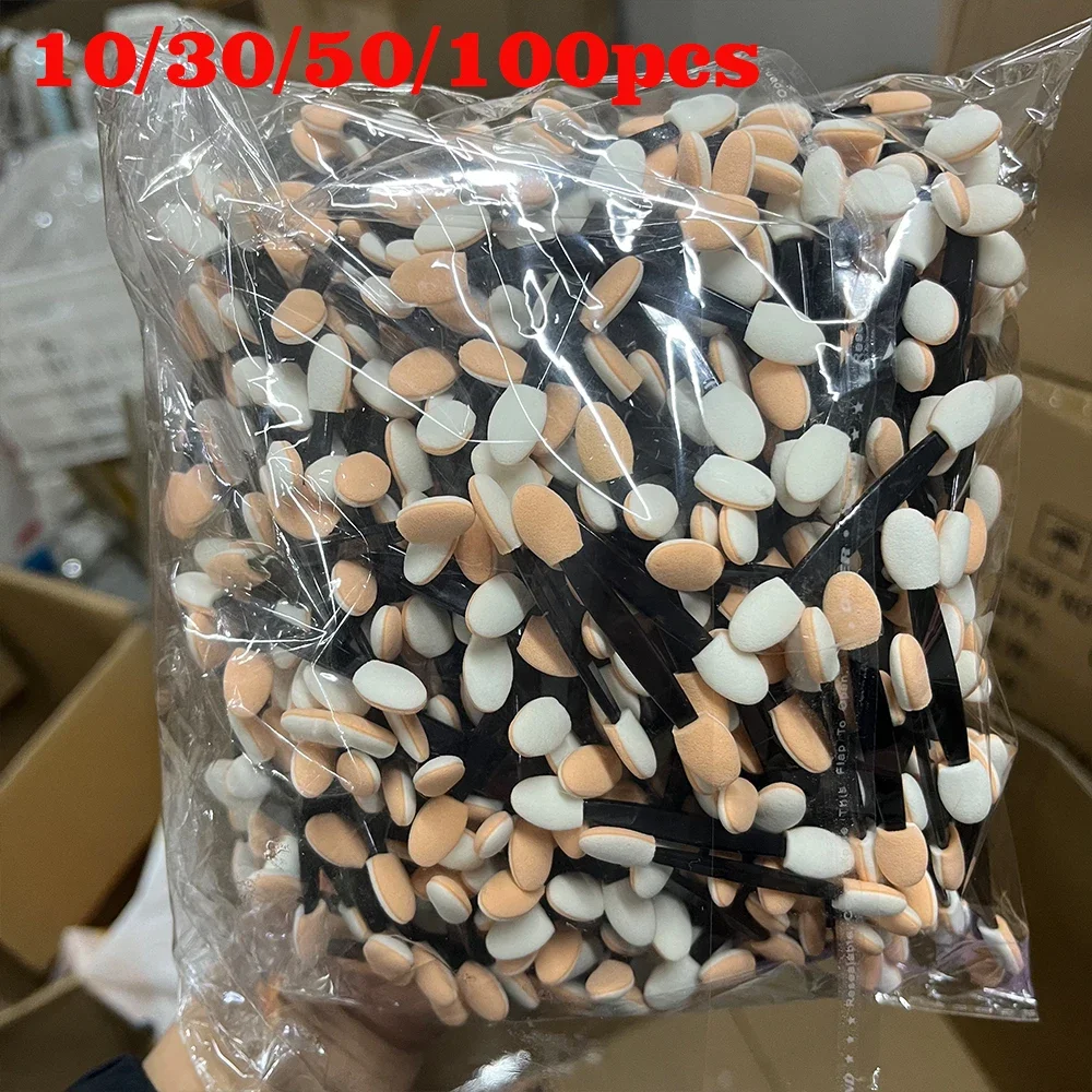10/30/50/100 Uds. Pinceles para polvo de uñas esponja desechable aplicador de sombra de ojos de doble cara espejo pigmento cromado esponja en barra