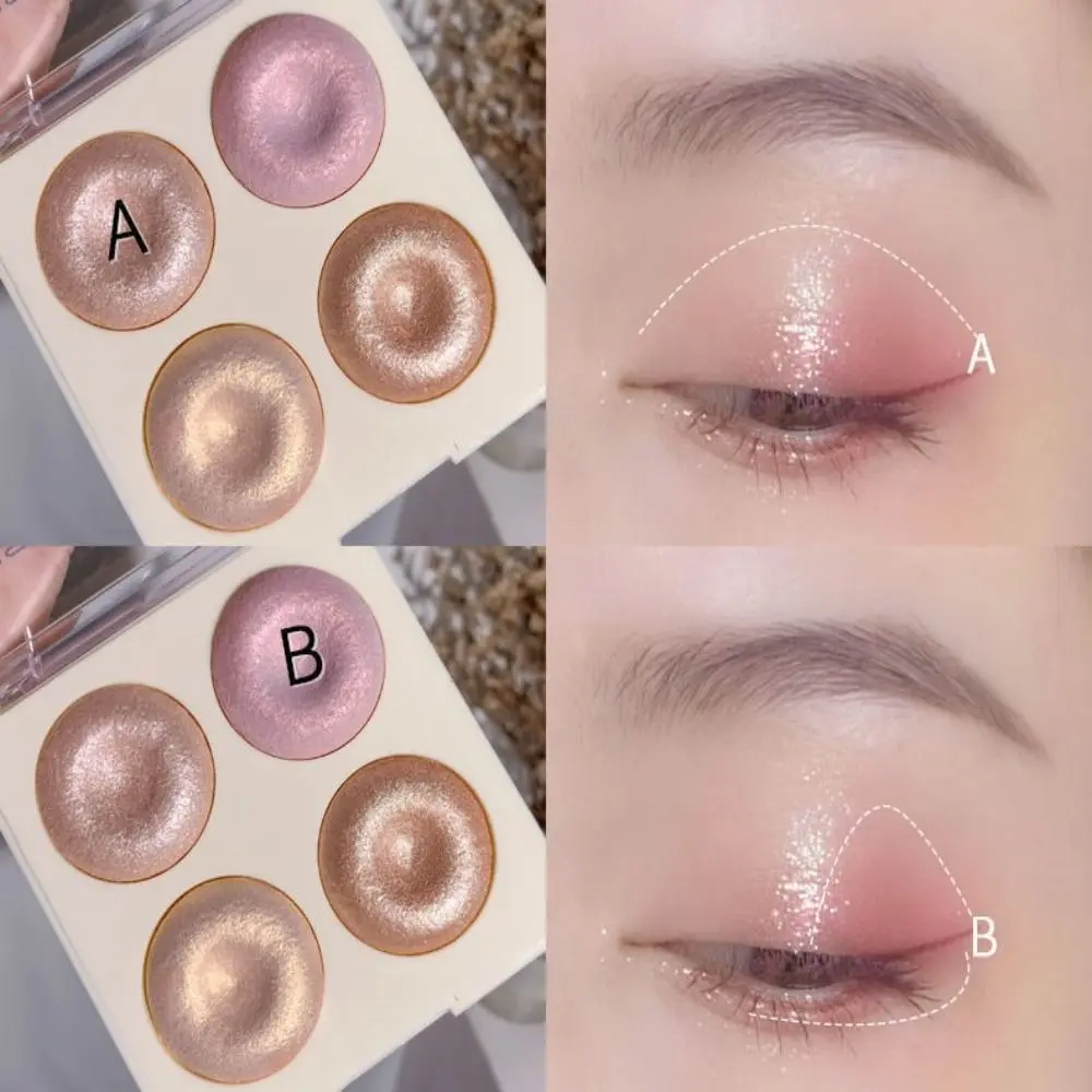 علبة تسليط الضوء على الدونات بأربعة ألوان، ملمس دقيق، برونزي لامع، هايلايتر لامع يدوم طويلاً #1