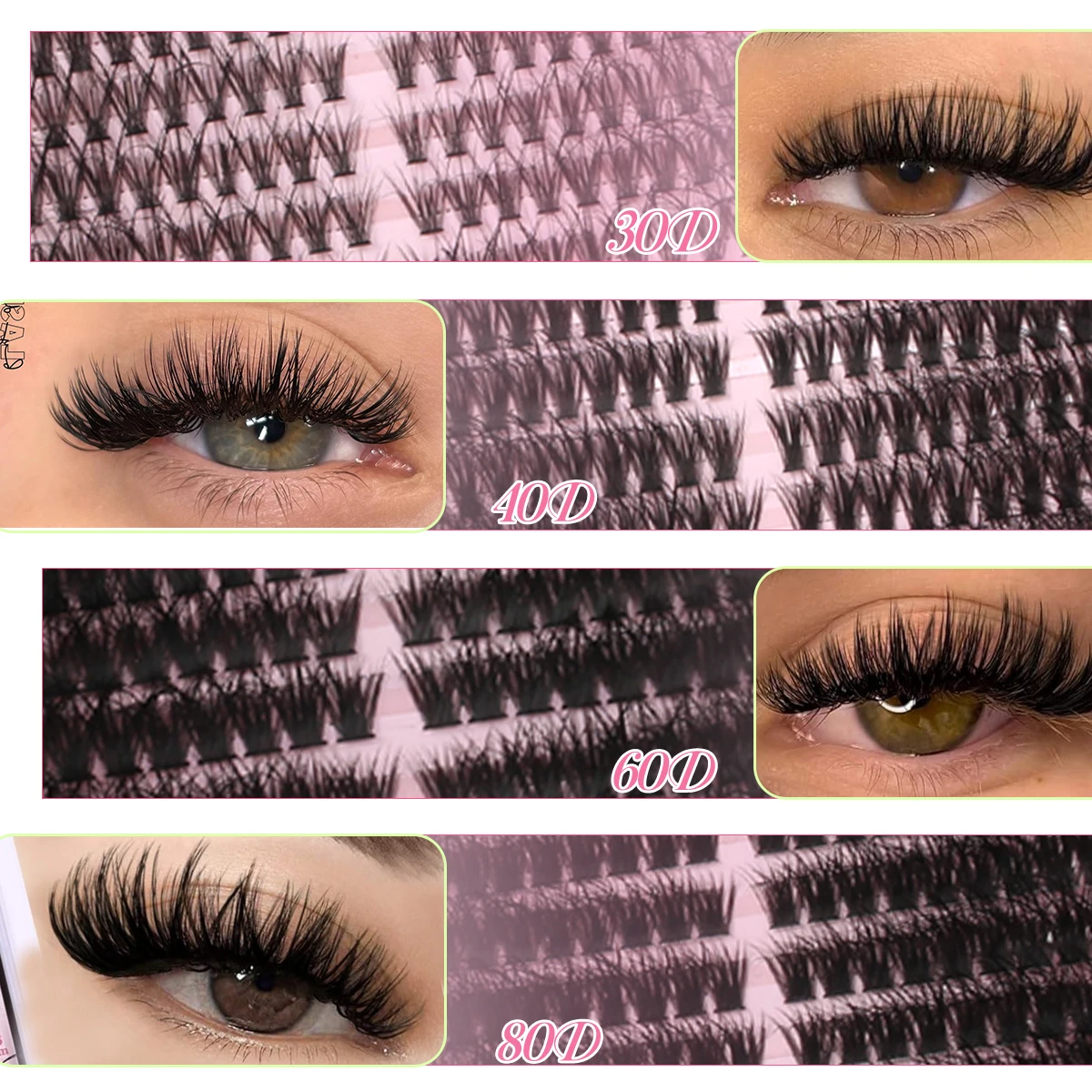 Bricolage cils de chat grappes de cils extrémité des yeux allongeant les Extensions de cils aspect naturel vaporeux épais faux cils avec pince à épiler