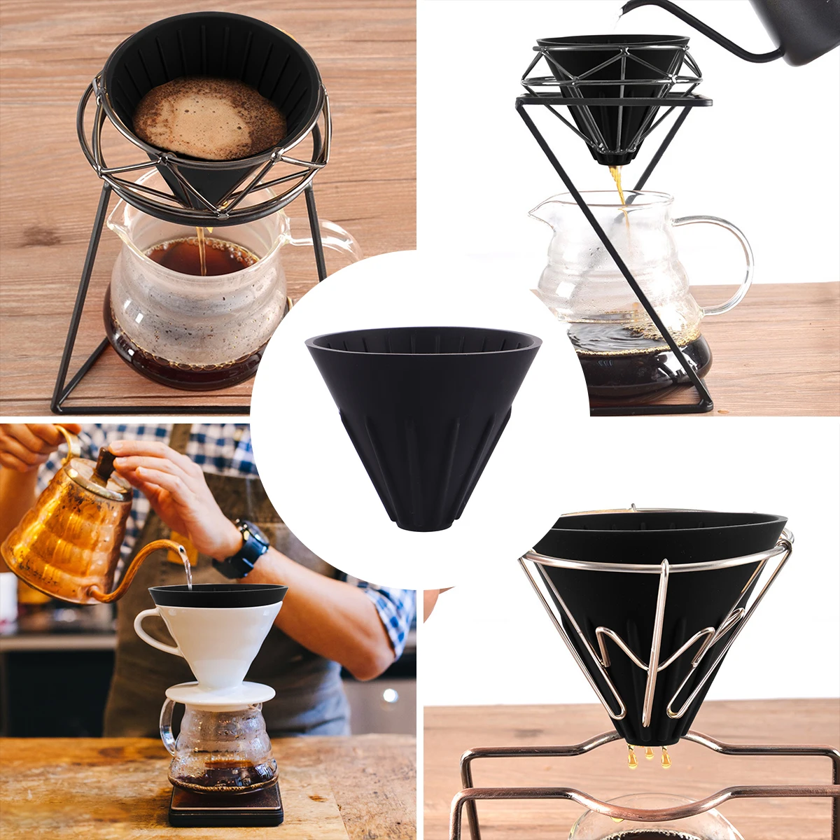 

Coffee Funnel Reusable Durable Silicone Filter For Kitchen Brew Smooth Texture Easy Clean Coffee Dripper Tool