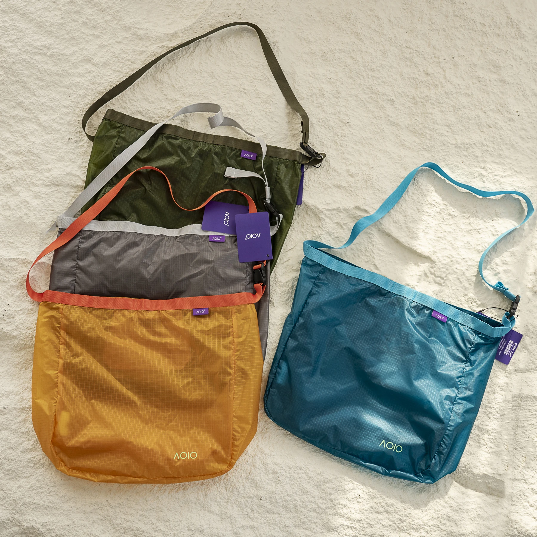 Ultra Lightweight Outdoor Functional Style Dopaamine Nylon Adjustable Storage Crossbody Bag for Youth Casual Vertical Square ...