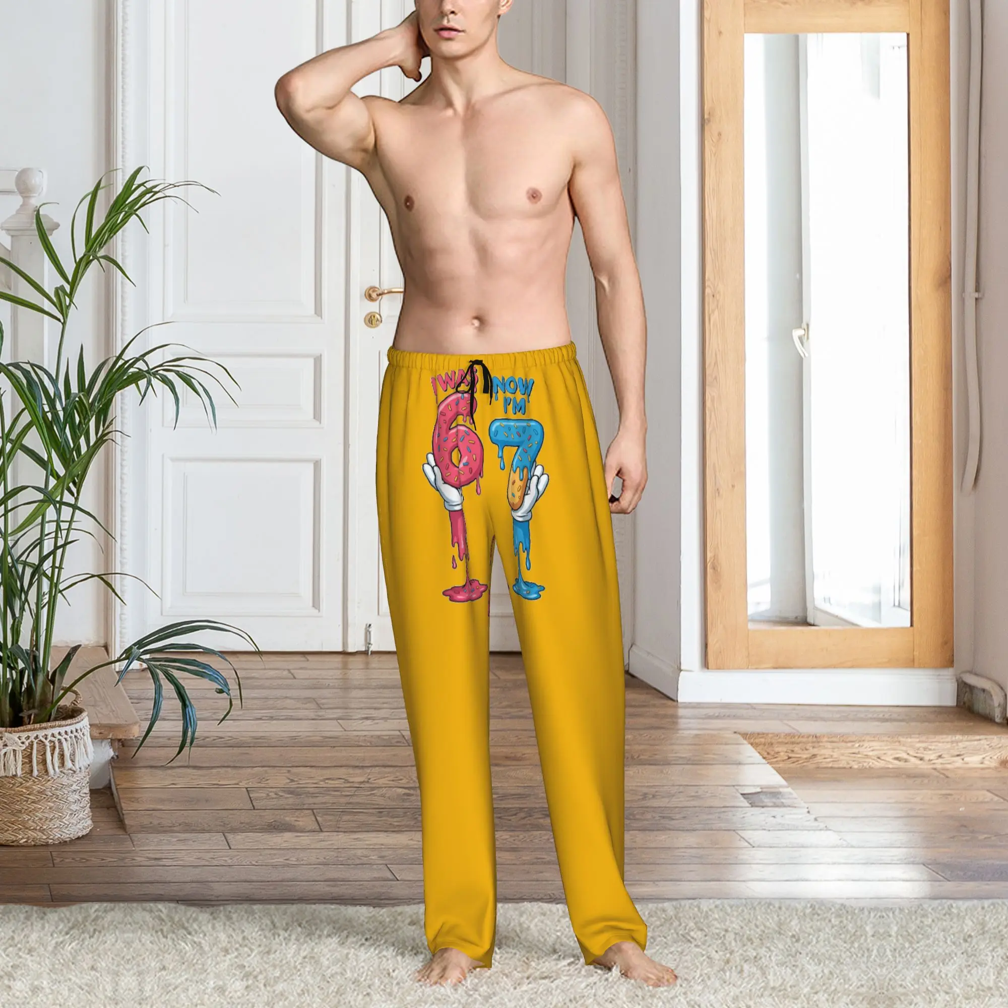 Custom Funny Sixty Seven  Pajama Pants Sleepwear for Men Elastic Waistband  Sleep Lounge Bottoms with Pockets view 6