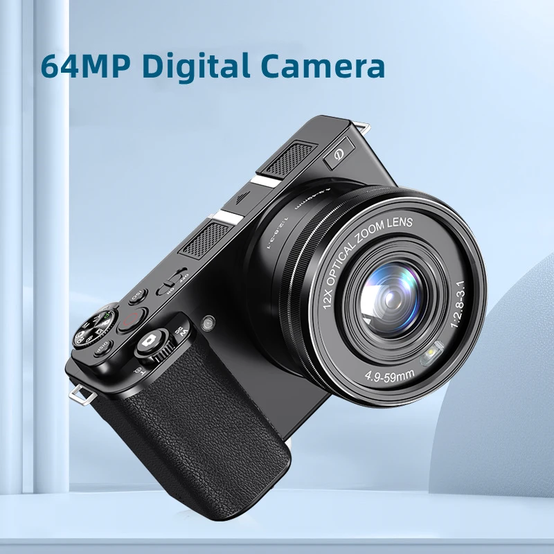 Câmeras digitais 4k para fotografia, zoom óptico 12x, câmera de vídeo vlog para youtube 64mp, wi-fi, foco automático, câmera dslr ao vivo