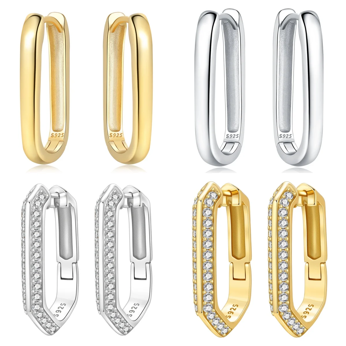 Pendientes simples de Plata de Ley 925 con forma de U de oro, joyería, pendientes de aro versátiles para mujer, joyería fina, regalos de fiesta de cumpleaños
