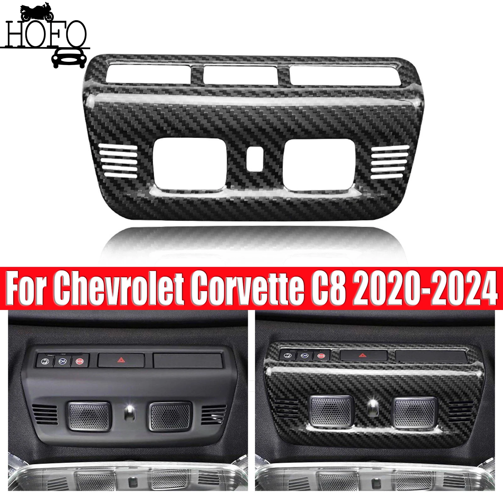 

Real Hard Carbon Fiber Reading Light Cover Frame For Corvette C8 2020-2024