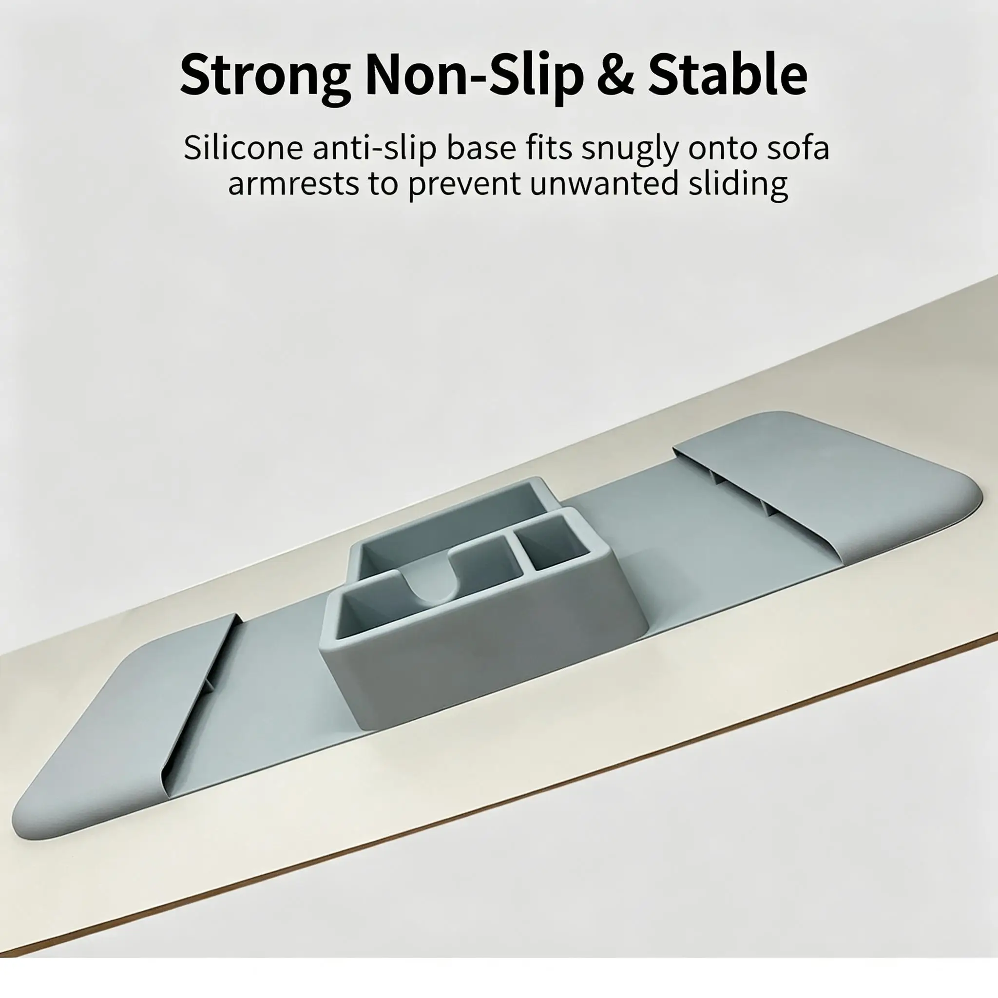 Sofa Armrest Tray with Cup Holder, Silicone Hanging Organizer Non-Slip, Multi-Functional Couch Caddy for Drinks, Remote, Phone