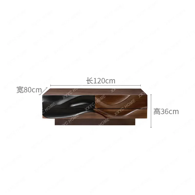 

High-end walnut coffee table rectangular minimalist living room creative solid wood coffee table