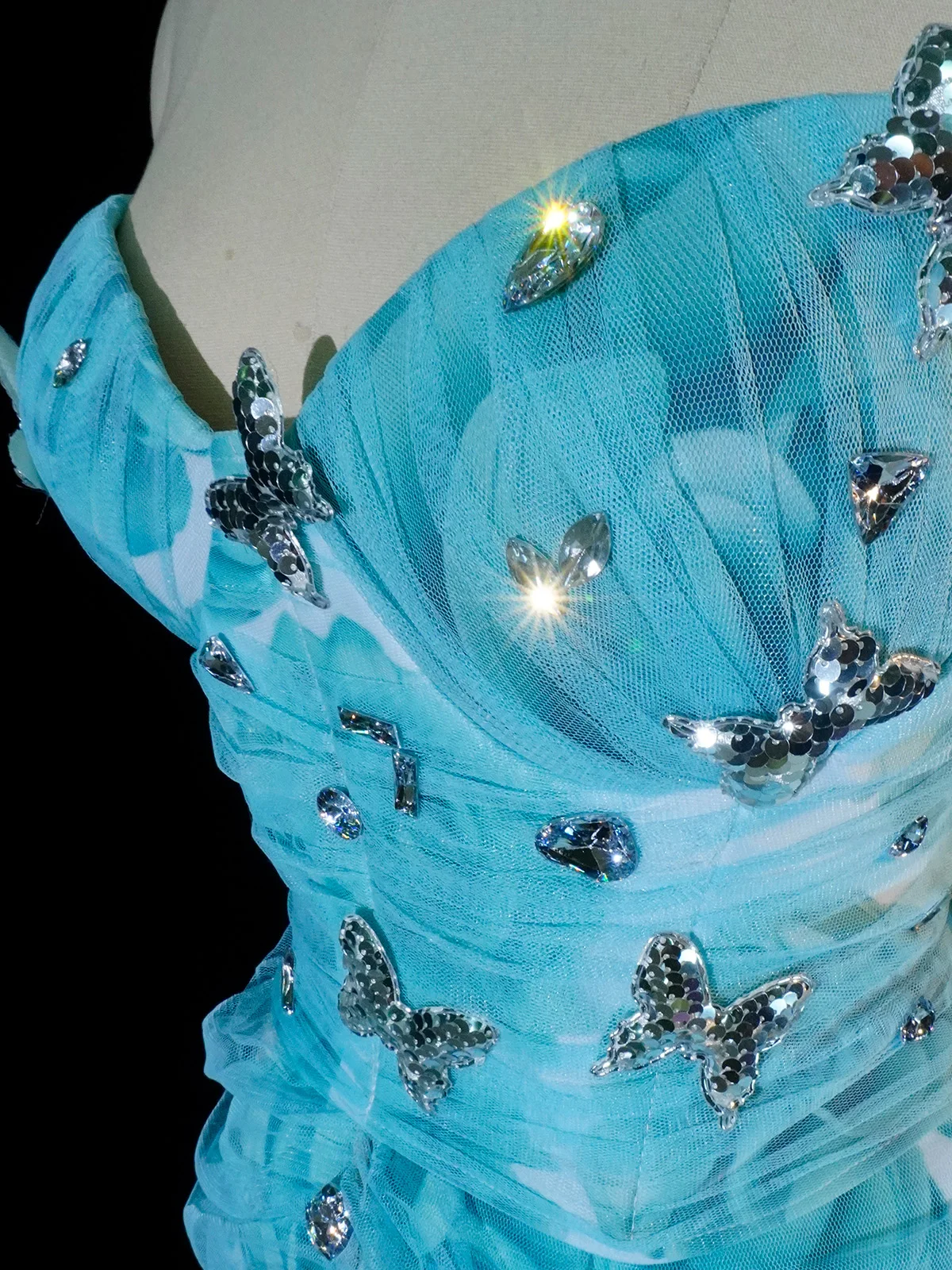 صفارة الإنذار فراشة الترتر تنورة علوية مجموعة النساء الثنائي لهجة المنشور الوردي منتصف الليل البط البري ملهى زي عيد ميلاد نادي المغني المرحلة ارتداء ​