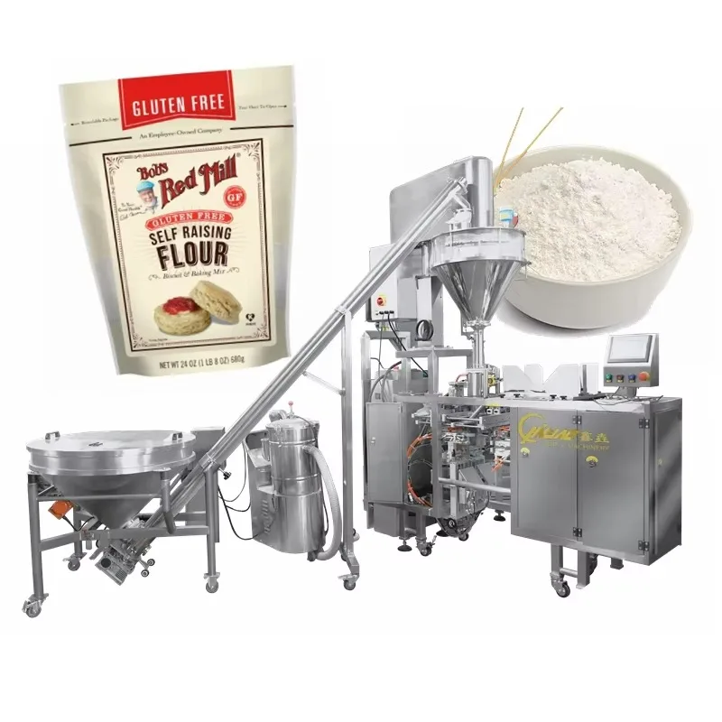 Automatic Mini Doypack Packaging Machine for Baking Powder Self-Raising Flour Gusseted Pouch Food Packing Filling Labeling