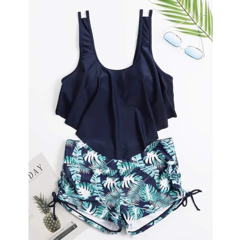 Summer Print Swimsuit Tankini Sets Female Swimwear Sports Beach Wear Two-Piece Girls Bathing Suits Pool Women Swimming Suit 2024