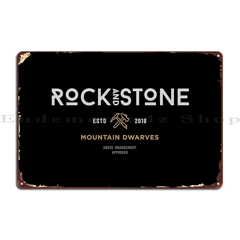 Deep Rock Galactic Rock And Stone White Metal Sign Wall Decor Printed Rusty Wall Decor Wall Cave Tin Sign Poster