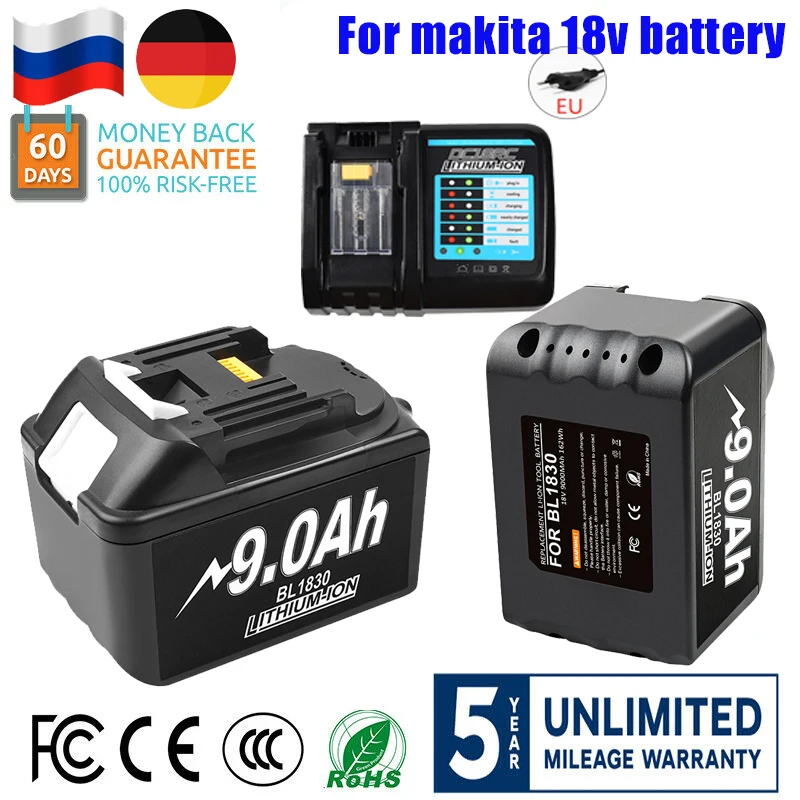 

2022 обновленная литиевая батарея 9A/3A/6A для Makita 18V BL1830B BL1850B BL1850 BL1840 BL1860 BL1815