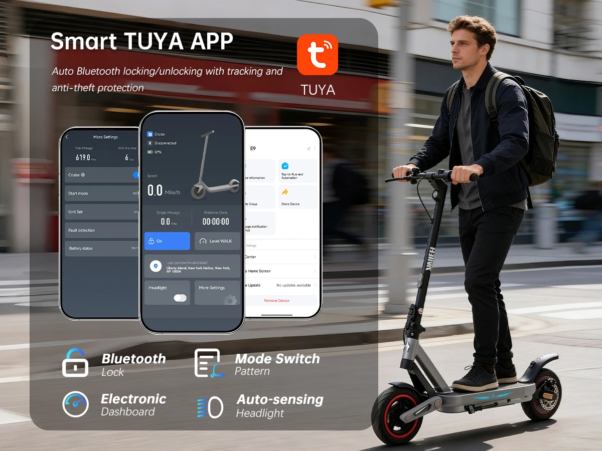 ZWHEEL ZSA PLUS Foldable Electric Scooter APP Control 800W Peak 25 MPH 36V10Ah Battery 18 Miles Suspension Shock Absorption Rear Disc Brakes 10'' Road Tires Turn Signals Hands-Free Unlock 4-Modes Lightweight Easy Carry Commuting Escooter US Stock