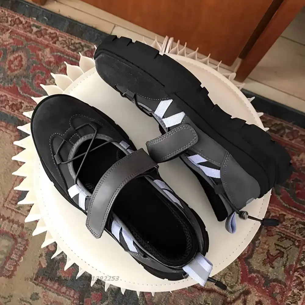 

Балетки на липучке в стиле пэчворк с круглым носком, толстая подошва, эластичная лента, полые туфли Мэри Джейн, разноцветные трендовые туфли-лодочки в стиле ретро, новинка