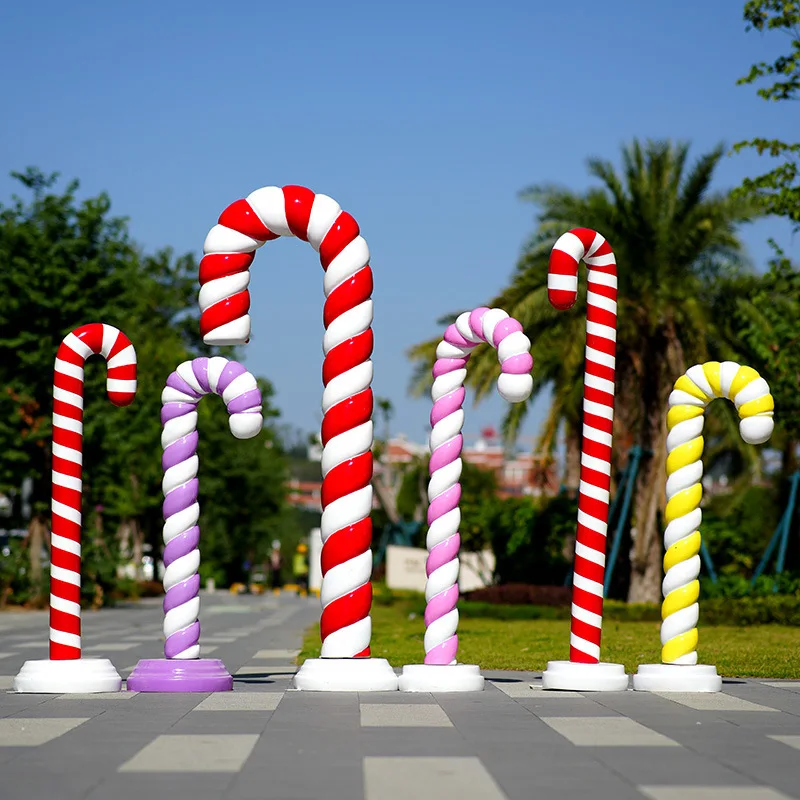 

Simulation lollipop sculpture FRP candy ornament shopping mall outdoor garden landscape crutches wave board candy ornament