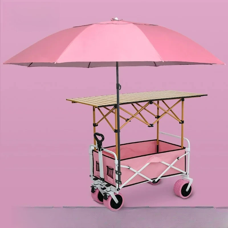 Factory Direct 2026 Stall trolley special folding table for stall can be lifted and lowered sausage mobile outdoor camp shopping