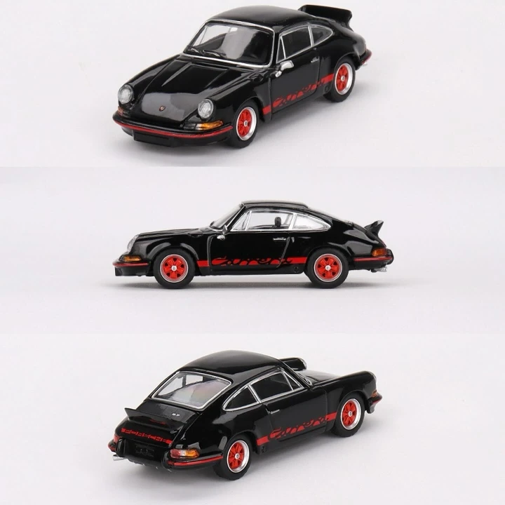 Coleção modelo de carro de liga fundida, TSM Mini Gt, Minigt 1: 64, 688 911, Carrera RS 2.7, preto com luzes vermelhas