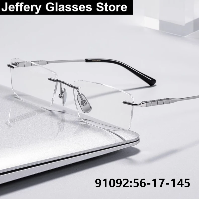 

Men Pure Titanium Square Rimless Glasses Frame Designer Ultra-light Frameless Eyeglasses Top Quality Strong Spectacle Eyewear
