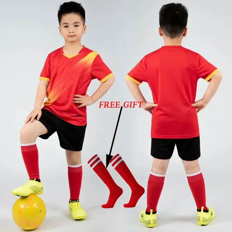 22 Children Football Jerseys Men Boys Soccer Clothes Sets Short Sleeve Kids Football Uniforms Adult Kids Soccer Tracksuit Jersey