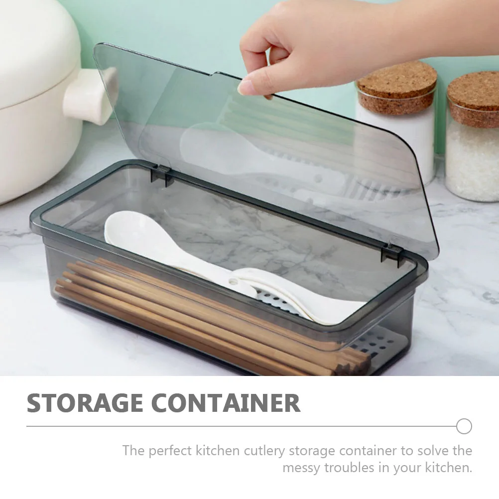

2pcs Kitchen Cutlery Storage Box Household Chopsticks Organizer Drain Box With Draining Holes Compact Space-Saving Plastic