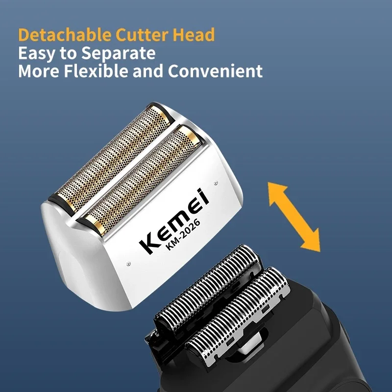 Kemei 2026 2027 Barber Electric Reciprocating Razors Rechargeable Bald Head Foil Shaver Cordless Beard Trimmer Shaving Machine