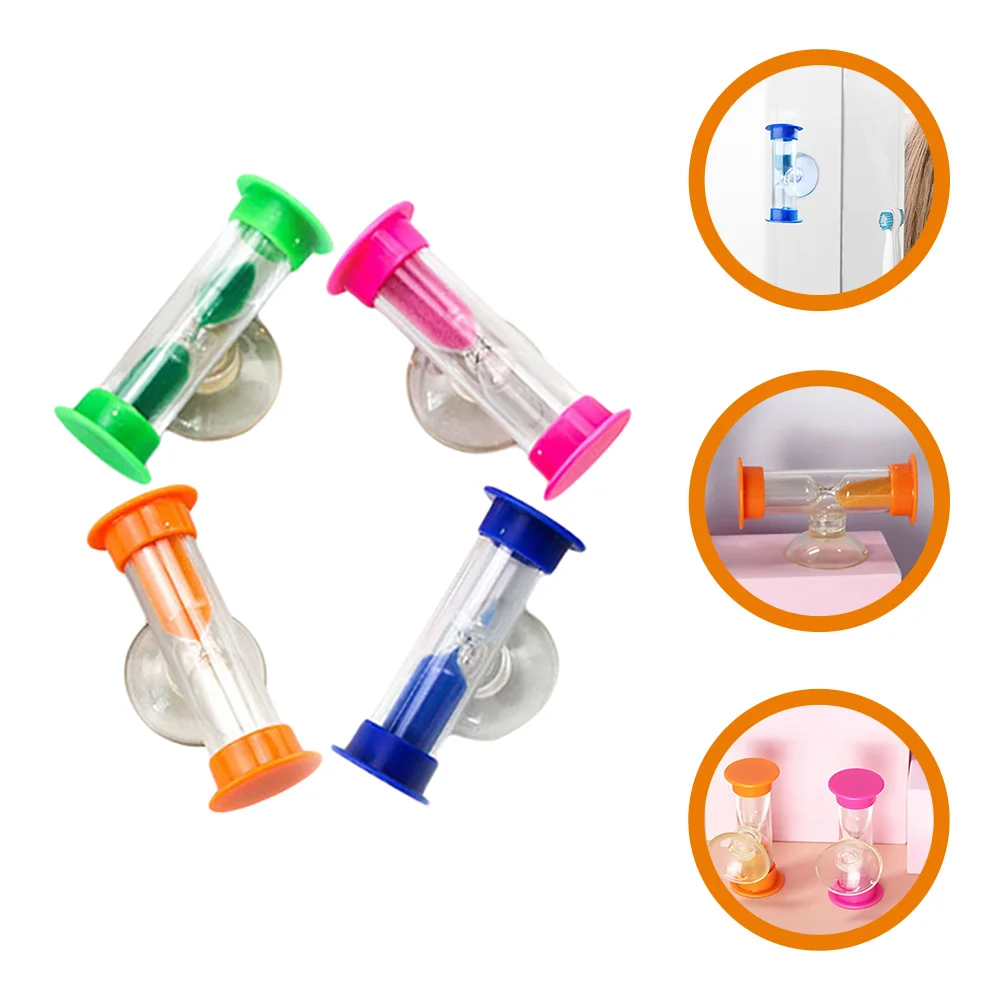 

4 Pcs Sand Suction Cup Hourglass Children's Teeth Brushing Timer Toothbrush 2 Minute Sucker Toddler