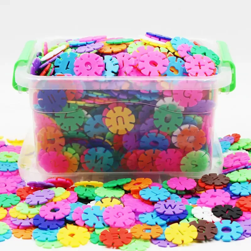 1200pcs Children 3D Puzzle Plastic Snowflake Interconnecting Blocks Building Construction Toys Kindergarten Baby Game Toy