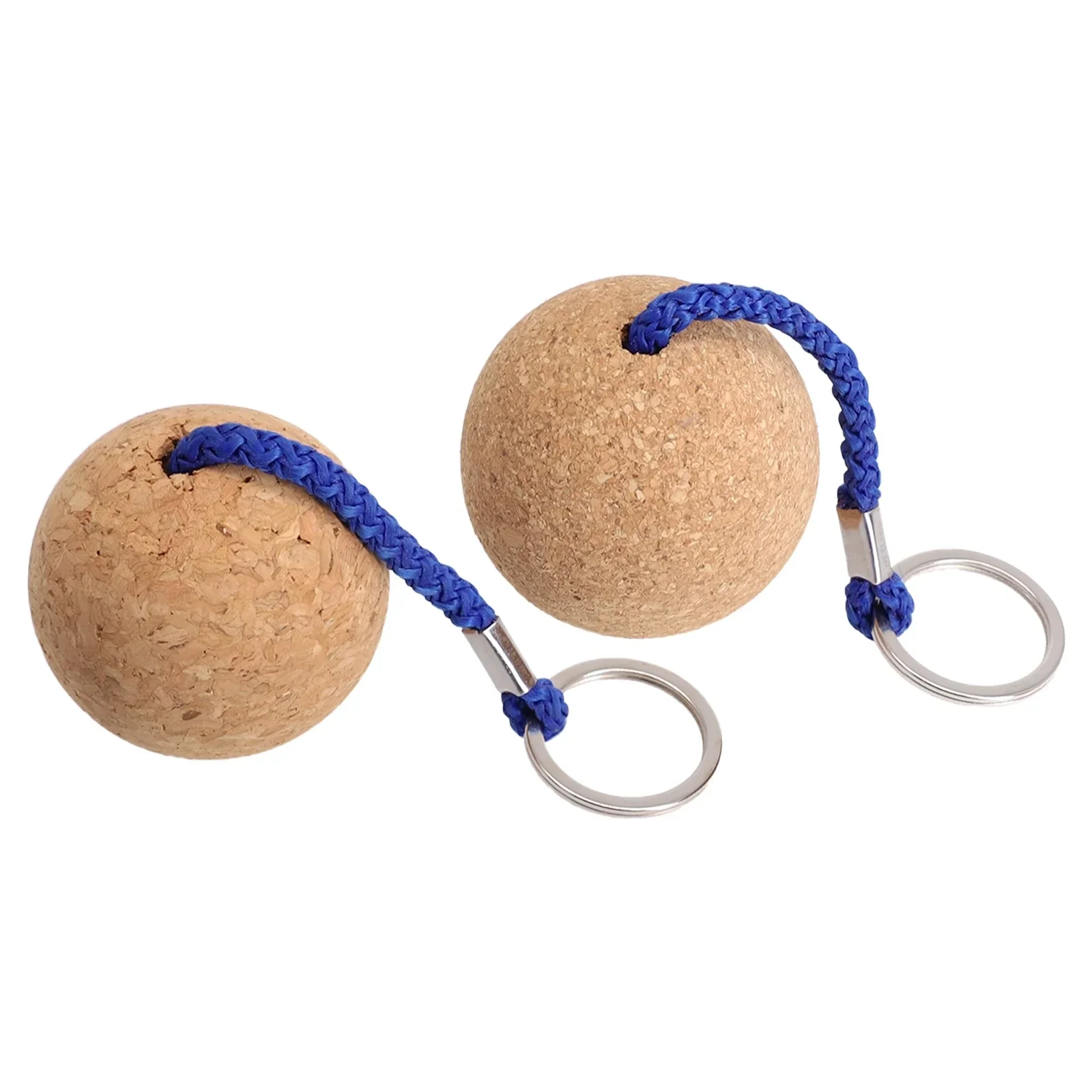 2pcs Floating Cork Ball Keychain For Kayak Boat Float Buoyant Rope 2*50mm Blue Black Wooden KeyRing Kayak Supplies