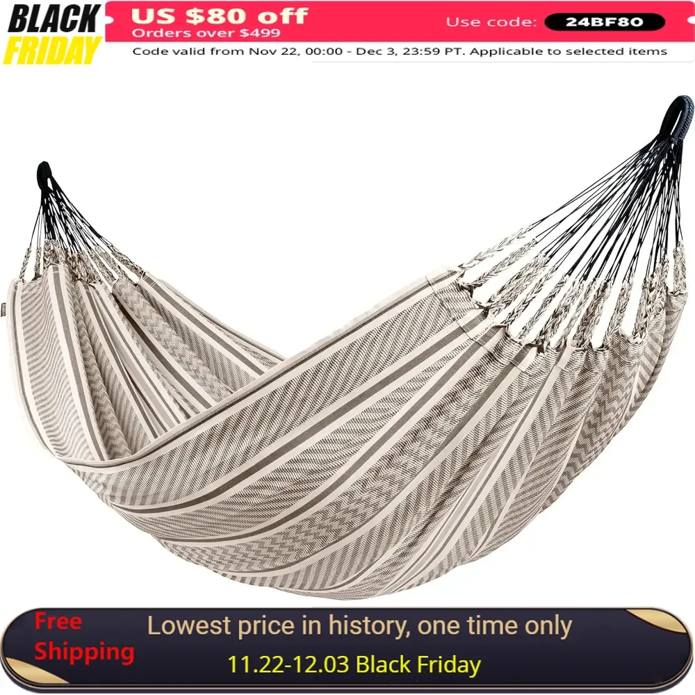 Double Hammock for Backyard, Deck, Super Soft Hammock, Home Hammock, Outdoor Organic Cotton Double Hammocks