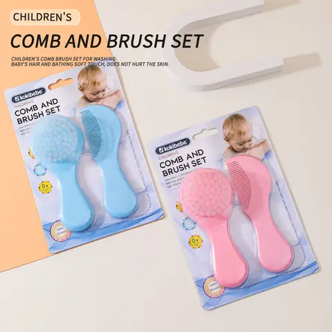 Baby nylon comb & brush set: Soft bath scrub brush + gentle hair comb, skin-friendly, no hair damage—all-in-one care!