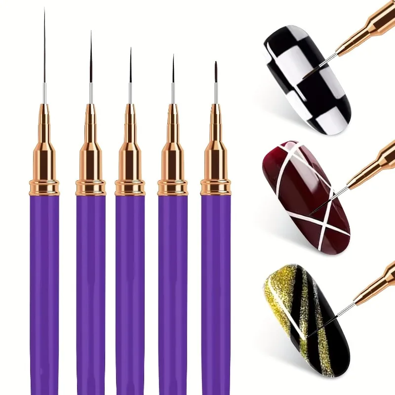 

3/5PCS Nail Art Liner Brushes Set for Long Lines Thin Details Fine Drawing with Nylon Bristles for Painting Salon DIY Kit​ Tool