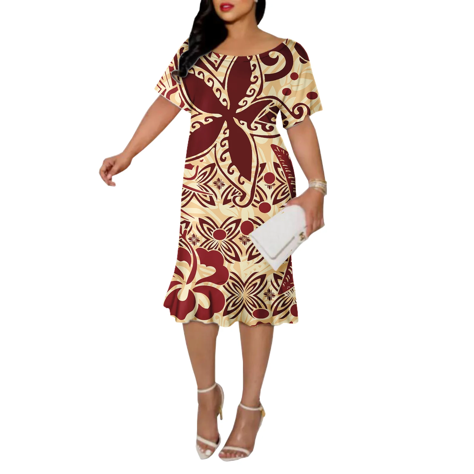 Robe de sirène mi-longue pour femmes, jupe de plage d'été, robes de Rh, floral décontracté, Puletasi Samoan